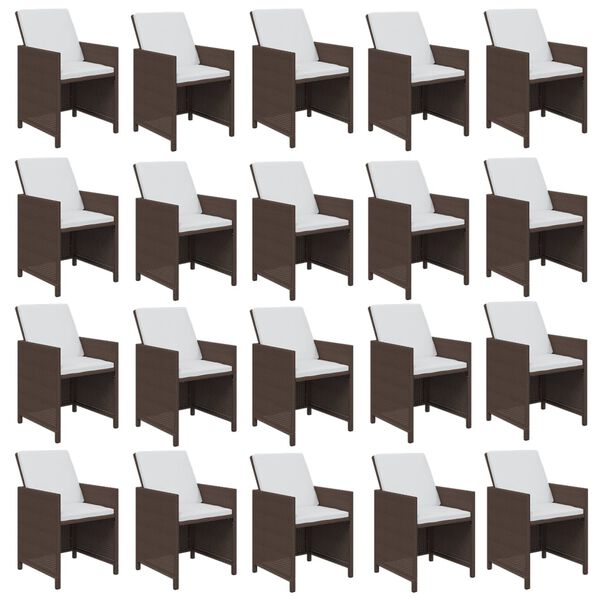 vidaXL Matgrupp f&ouml;r tr&auml;dg&aring;rden med dynor 21 delar konstrotting brun