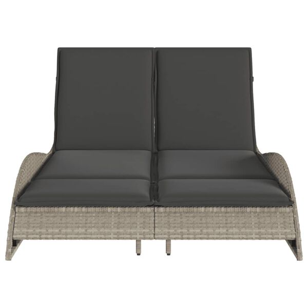 vidaXL Solsäng med dyna ljusgrå 114x205x73 cm konstrotting