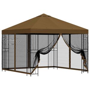 vidaXL Tr&auml;dg&aring;rdsgazebo med sidov&auml;ggar 3 x 3 m Taupe Polyester och St&aring;l