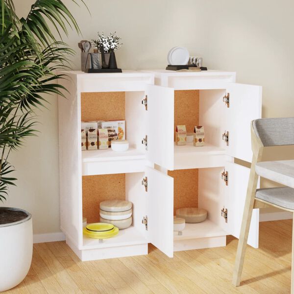 vidaXL Sk&auml;nkar 2 st vit 31,5x34x75 cm massiv furu