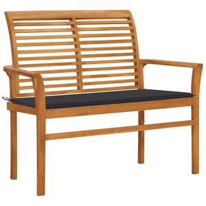 vidaXL Tr&auml;dg&aring;rdsb&auml;nk med antracit dyna 112 cm massiv teak