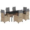 vidaXL Matgrupp f&ouml;r tr&auml;dg&aring;rden med dynor 7 delar mixbeige konstrotting