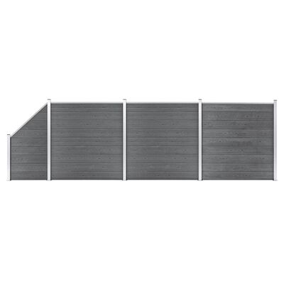 vidaXL WPC-staketpanel 3 fyrkantig + 1 vinklad 619x186 cm grå