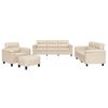 vidaXL Soffgrupp med kuddar 4 delar beige mikrofibertyg