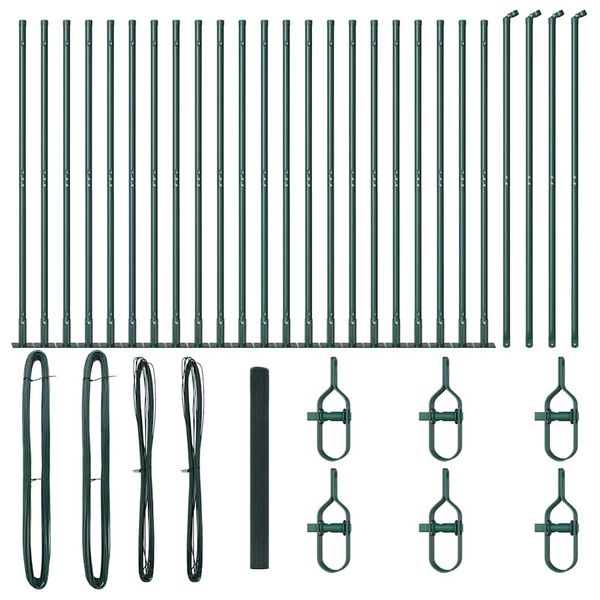 vidaXL St&auml;ngselstolpe Gr&ouml;n 50 x 1,5 m (12 x 12 mm n&auml;t) St&aring;l och PVC