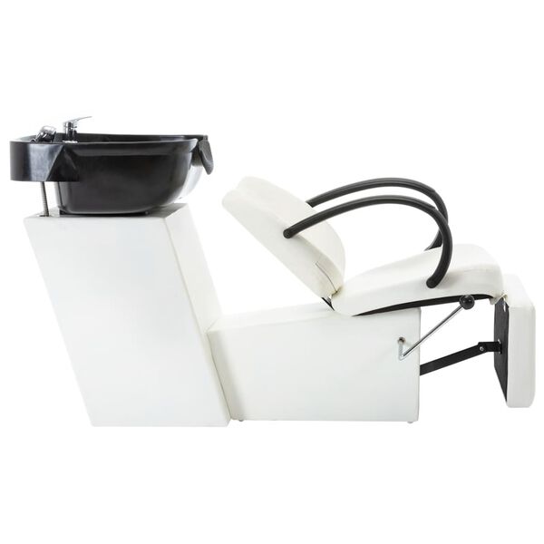 vidaXL Schamponeringsstol med handfat svart och vit konstl&auml;der