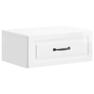 vidaXL V&auml;ggmonterat S&auml;ngbord Vit h&ouml;gglans 49 x 34,5 x 20 cm