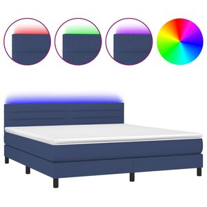 vidaXL Rams&auml;ng med madrass & LED bl&aring; 160x200 cm tyg