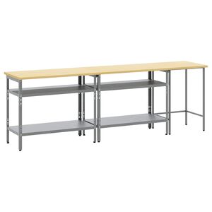 vidaXL Arbetsb&auml;nkset 3 st Beige och Gr&aring; Pulverlackerat st&aring;l