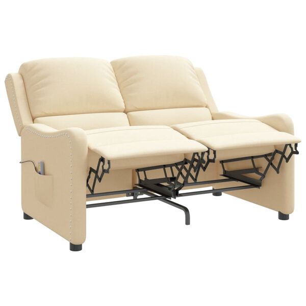 vidaXL Massagefåtölj 2-sits gräddvit tyg