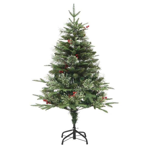 vidaXL Belyst julgran med kottar gr&ouml;n 150 cm PVC&PE