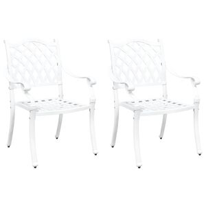 vidaXL Tr&auml;dg&aring;rd Stol 2 pcs Vit 56 x 55 x 92,5 cm Aluminium