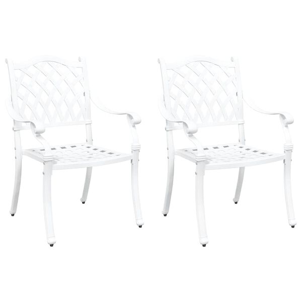 vidaXL Tr&auml;dg&aring;rd Stol 2 pcs Vit 56 x 55 x 92,5 cm Aluminium