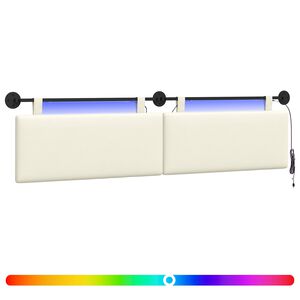 vidaXL H&auml;ngande s&auml;nggavel Med LED-lampa Gr&auml;ddvit Kordread tyg