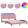 vidaXL S&auml;ngram med LED utan madrass rosa 160x200 cm sammet