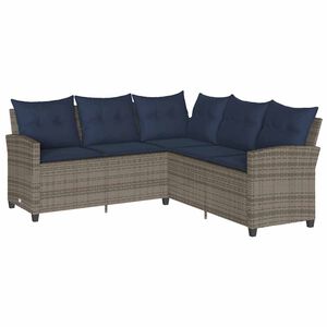 vidaXL L-formad soffsoffa med kuddar gr&aring; konstrotting