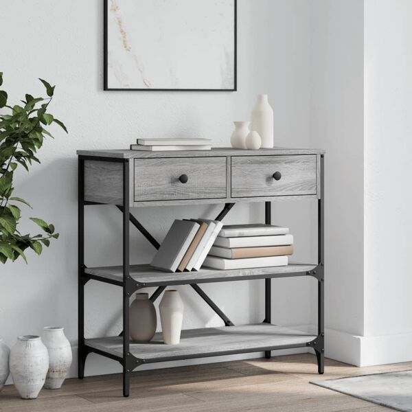 vidaXL Avlastningsbord grå sonoma-ek 75x34,5x75 cm konstruerat trä