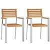 vidaXL Tr&auml;dg&aring;rd Stol 2 pcs Olivenatur Massivt teaktr&auml;
