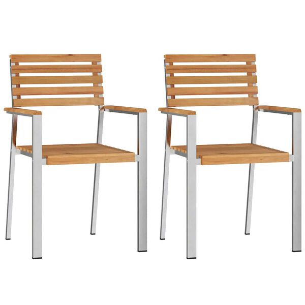 vidaXL Tr&auml;dg&aring;rd Stol 2 pcs Olivenatur Massivt teaktr&auml;