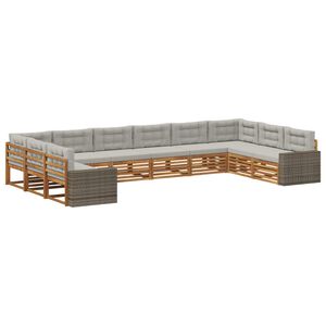 vidaXL Soffgrupper med kudde 10 pcs Massivt Akaciatr&auml;