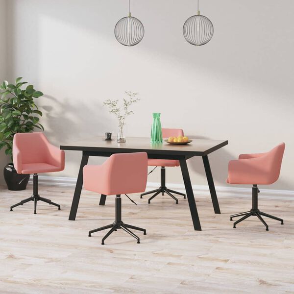 vidaXL Snurrbara matstolar 4 st rosa sammet