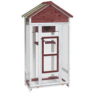 vidaXL F&aring;gelhus mocka 91,5x53x170 cm massiv furu