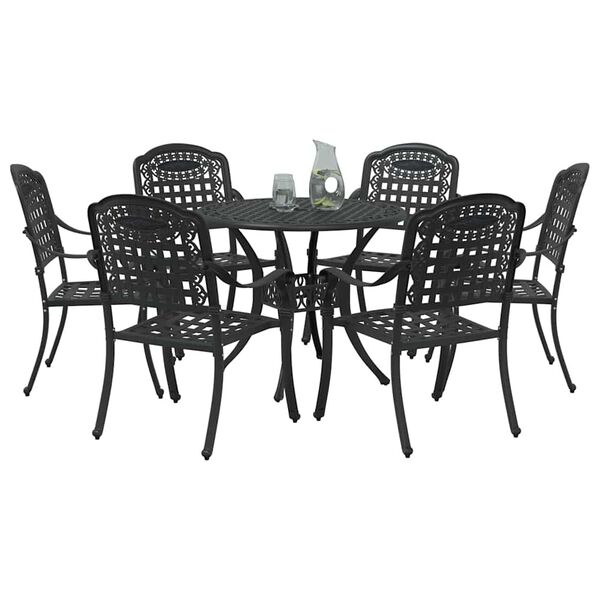 vidaXL Tr&auml;dg&aring;rdsm&ouml;belset 7 pcs Svart Aluminium