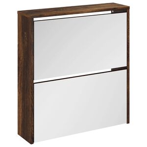vidaXL Skosk&aring;p med 2 sk&aring;p r&ouml;kf&auml;rgad ek 63x17x67 cm