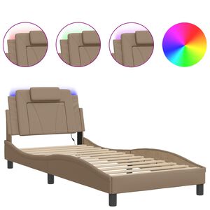 vidaXL Bed Frame "Viana" with LED without Mattress Cappuccino 80x200 cm
