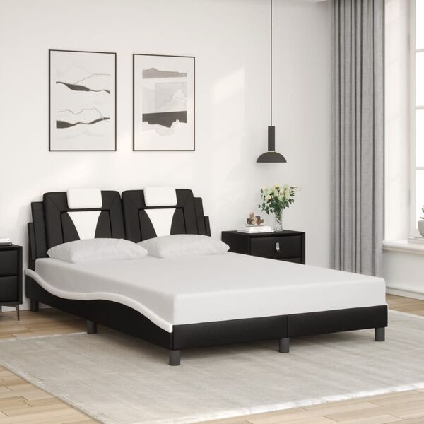 vidaXL Bed Frame "Viana" with LED without Mattress Black and White 140x190 cm