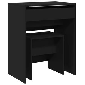 vidaXL Sminkbord med pall svart 60x40x113,5 cm