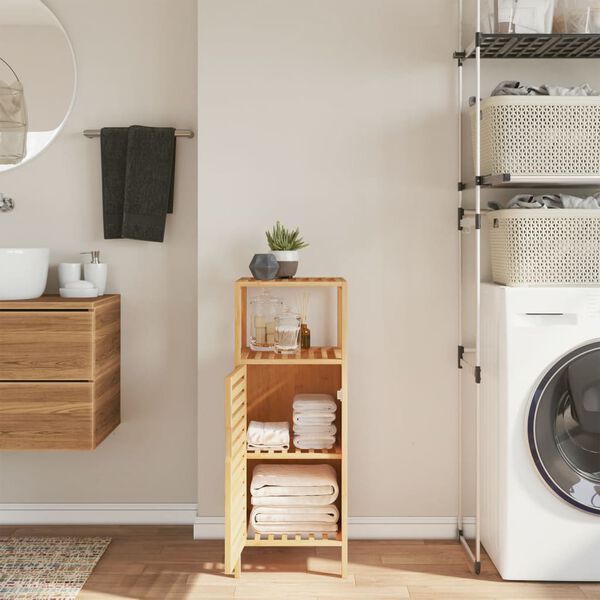 vidaXL Badrumssk&aring;p med hylla 36x33x87 cm bambu