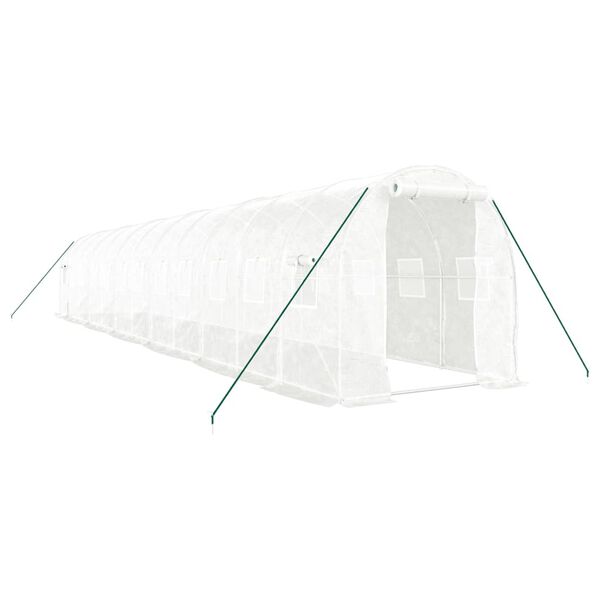 vidaXL V&auml;xthus med st&aring;lram vit 24 m&sup2; 12x2x2 m
