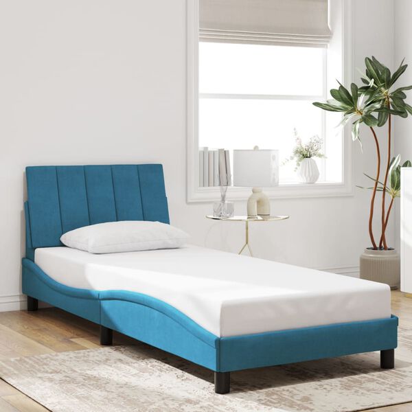 vidaXL Bed Frame without Mattress "Hanko" Blue 80x200 cm Velvet