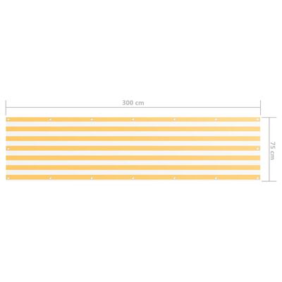 vidaXL Balkongskärm vit och gul 75x300 cm oxfordtyg