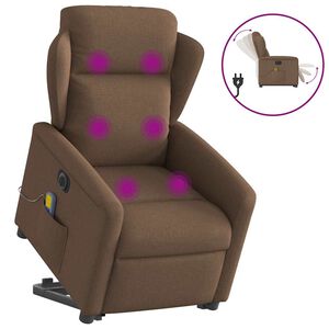 vidaXL Elektrisk massagef&aring;t&ouml;lj med uppresningshj&auml;lp brun tyg