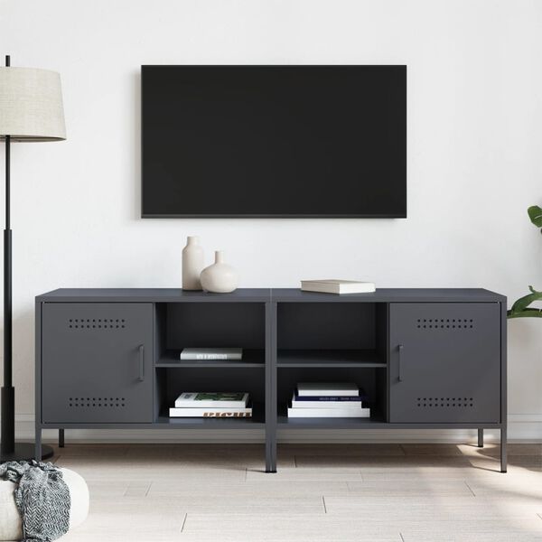 vidaXL Tv-bänk 2 st antracit 68x39x50,5 cm stål