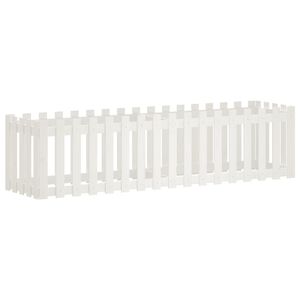 vidaXL Odlingsl&aring;da med staket-design vit 200x50x50 cm massiv furu