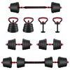 vidaXL 4-i-1 Hantel Skivst&aring;ng Kettlebell Set 30 kg Svart och R&ouml;d