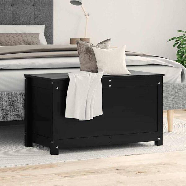 vidaXL F&ouml;rvaringsl&aring;da svart 80x40x45,5 cm massiv furu