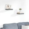 vidaXL Sv&auml;vande v&auml;gghyllor 2 st gr&aring; h&ouml;gglans 23x23,5x3,8 cm MDF