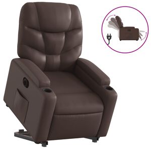 vidaXL Reclinerf&aring;t&ouml;lj med uppresningshj&auml;lp brun konstl&auml;der