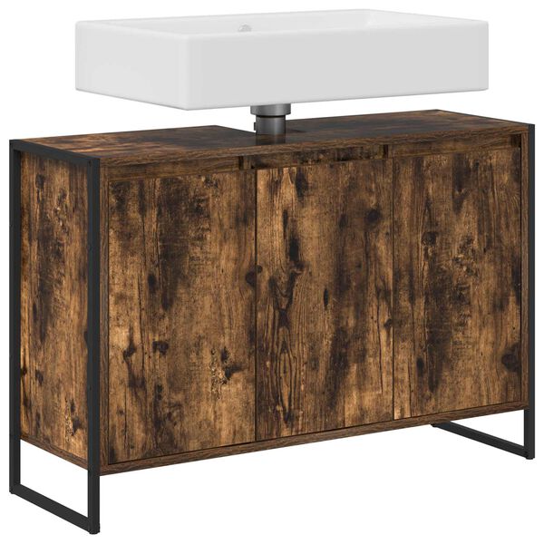 vidaXL Badrumssk&aring;p med lagring R&ouml;kek 90 x 30 x 60 cm Konstruerat tr&auml;