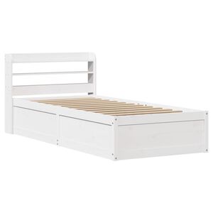 vidaXL S&auml;ngram med huvudgavel vit 75x190 cm massivt furu