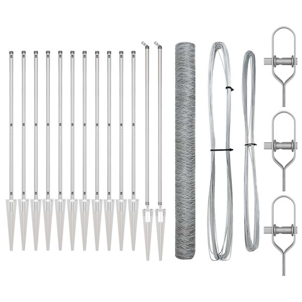 vidaXL St&auml;ngselstolpe Silver 25 x 1,6 m (50 mm n&auml;t) St&aring;l