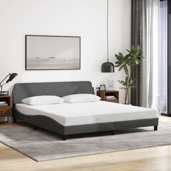 vidaXL Bed Frame "Dover" Dark Grey 160x200 cm Fabric