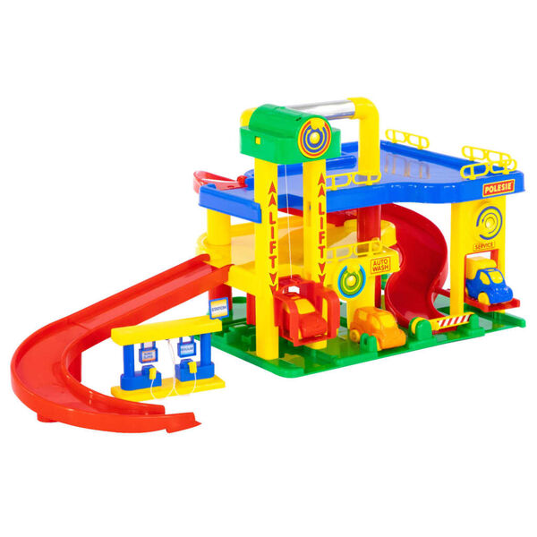 Polesie Wader Leksaksgarage 8 delar 3 v&aring;ningar 86x38x38 cm PP