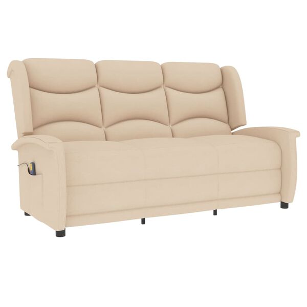 vidaXL Massagefåtölj 3-sits gräddvit tyg