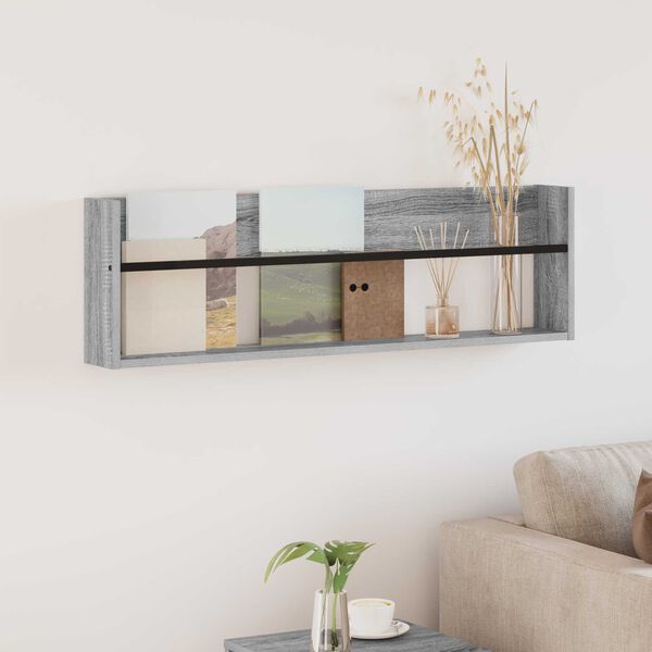 vidaXL Tidningshylla Gr&aring; Sonoma 100 x 12 x 30 cm Konstruerat tr&auml;