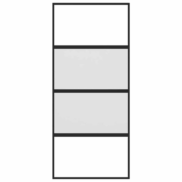 vidaXL Skjutdörr svart 90x205 cm härdat glas och aluminium